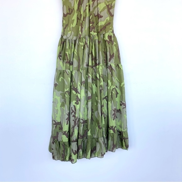 LYNN RITCHIE 100% Silk Camo Maxi dress Womens size S/M - Picture 3 of 15
